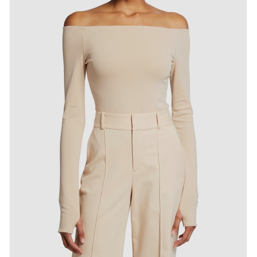 Alice + Olivia Beige Of-The-Shoulder Long Sleeve XS Bodysuit New With Tags